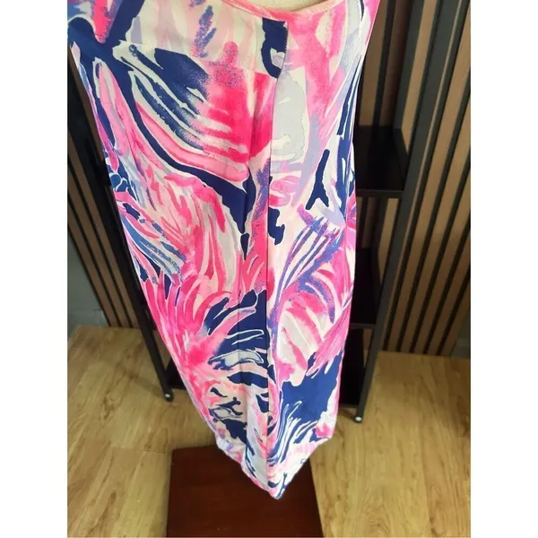 lily pulitzer sleeveless dress pink and blue size xxs silk summer dress - Image 3