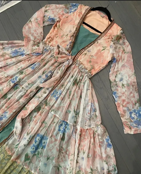 Indian pakistani double part plunge strappy maxi dress - Image 5