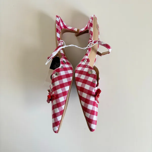 Wild Fable Lysandra Gingham Eyelet Kitten Heels Women's 11 Red & White NWT - Image 3