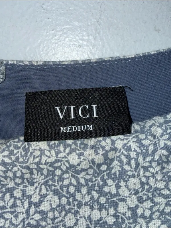 Vici Babydoll Mini Dress Square Neckline‎ Floral Puff Sleeve Medium - Image 3