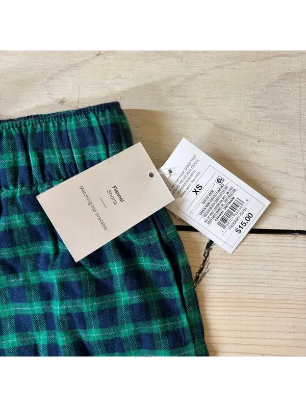 Auden NWT Women's Green Plaid Flannel Pajama Shorts Size XS - Image 4