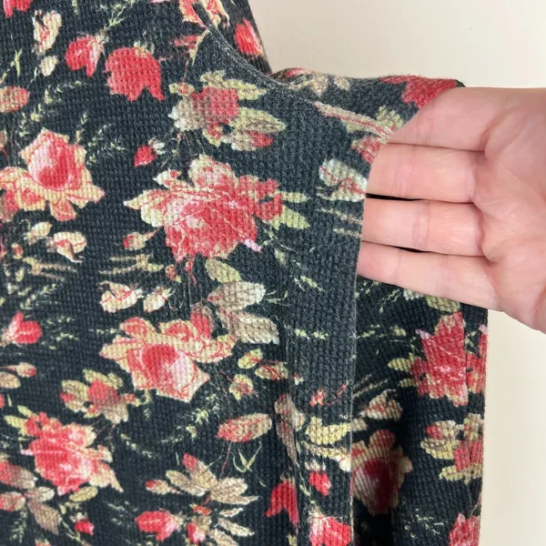 Anthropologie Pilcro Thermal Top Womens XL Split-Neck‎ Floral Waffle Knit Boho - Image 6