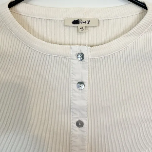 NWT Madewell Vintage Ivory Garment-Dyed Ribbed Cardigan Tee - Size: Extra Small - Image 4