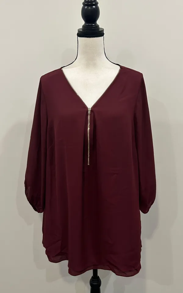 City Chic Zip Up Blouse - Image 2
