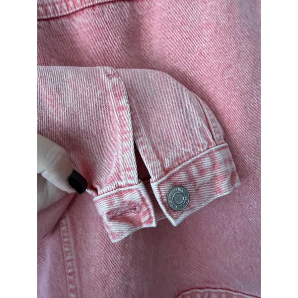 GAP sz S Oversized Pink Washed Denim Jean Jacket Baggy Streetwear Heavy Staple - Image 8