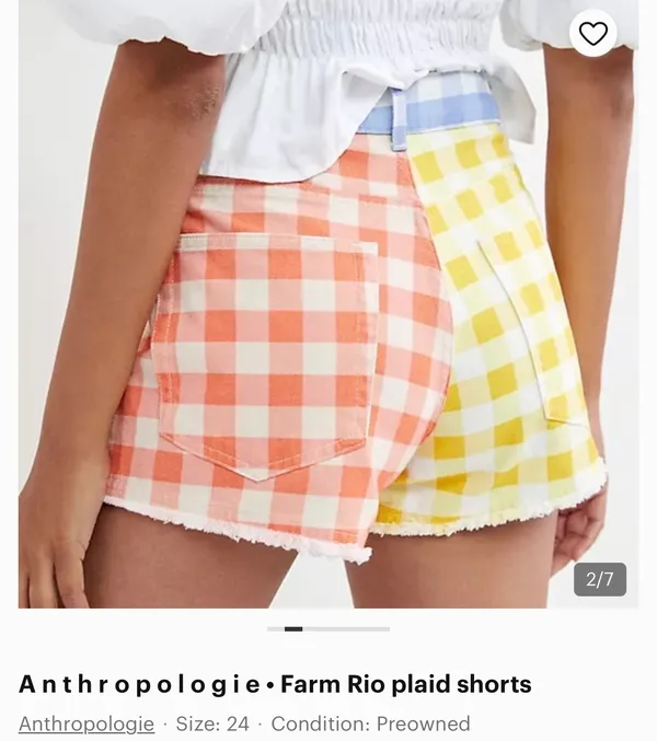 Farm Riobuffalo check Jean shorts - Image 3