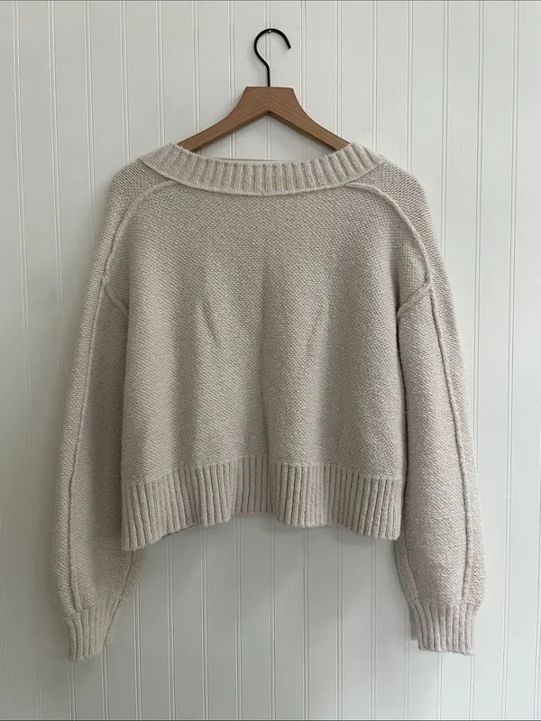 FREE PEOPLE Rhea V-Neck Pullover Sweater Size S - Image 4