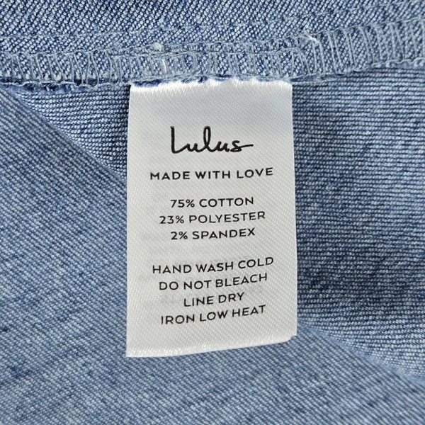 Lulus Considered Charisma Blue Chambray Bustier Mini Dress XL HD5162 NWT - Image 7