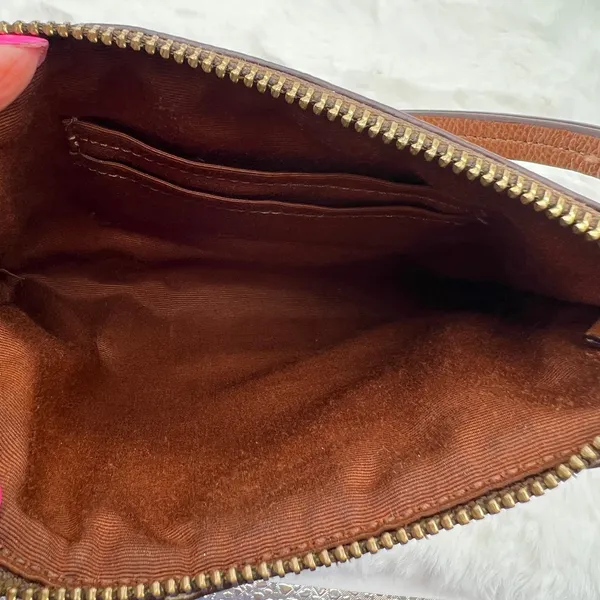 Coach‎ Signature Monogram Brown Zip Pouch Morgan Canvas Wristlet Retro F65060 - Image 3