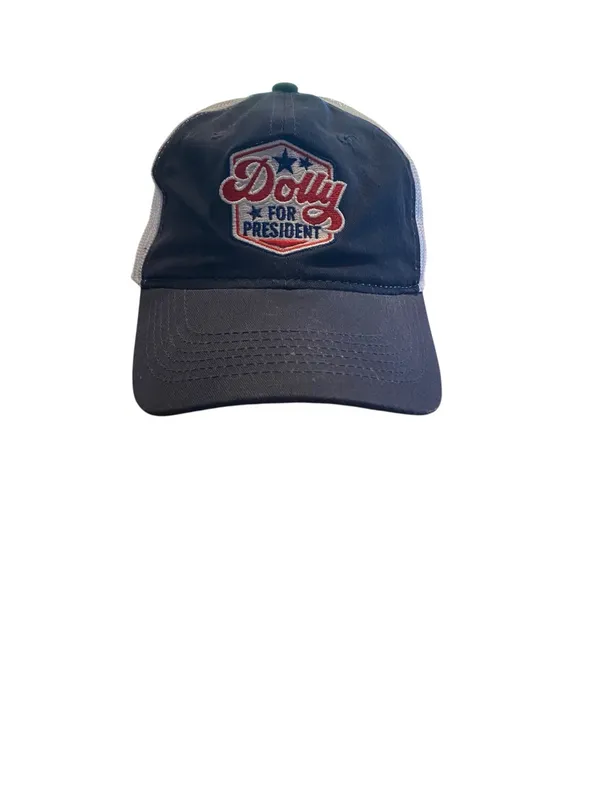 Dolly Parton for President Mesh Trucker Hat Cap Navy Blue - Image 4