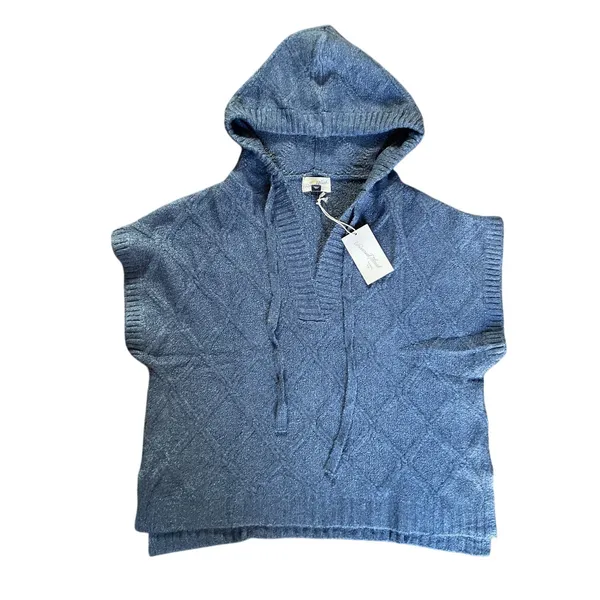 Universal Thread Blue Knit Hooded Poncho Sweater Size L NWT Boho Fall Cozy NWT - Image 3