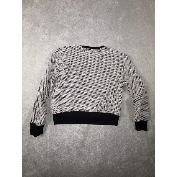 Marine Layer Sweater Xs Black White Birdseye Textured Crew Neck Cotton Blend - Image 9
