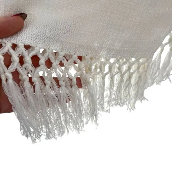 Lilly Pulitzer Women’s M Tatum Cardigan White Tassel Fringe Longline Loose Knit‎ - Image 4