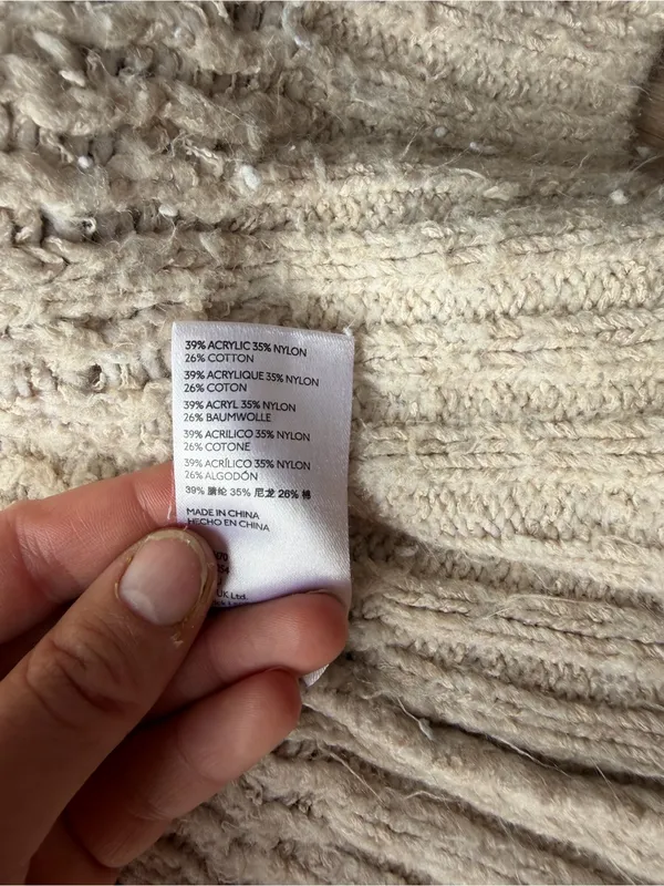 Anthropologie Cream Textured Knit Oversized Cardigan Size M - Image 5