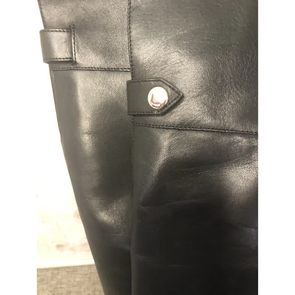 INC International Concepts Boots Womens Size 5 Tall Black Leather Rider Side Zip - Image 6