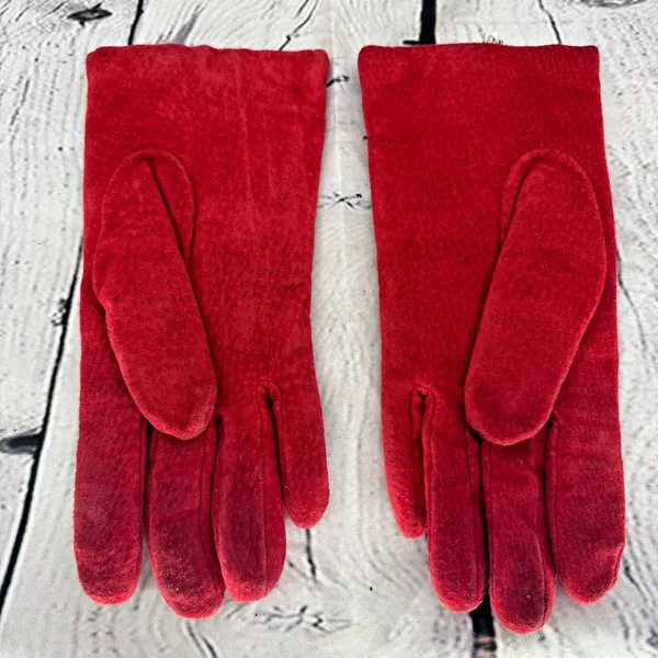 Isotoner Aris 115 Gloves Women's Size M Red Suede Leather - Image 2