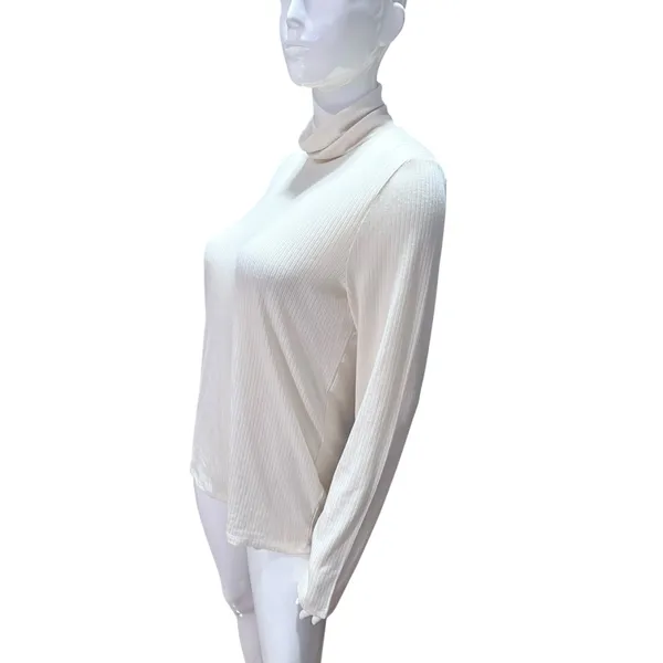 Madewell Ribbed‎ Turtleneck Long Sleeve Top Cream XL sweater knit - Image 2