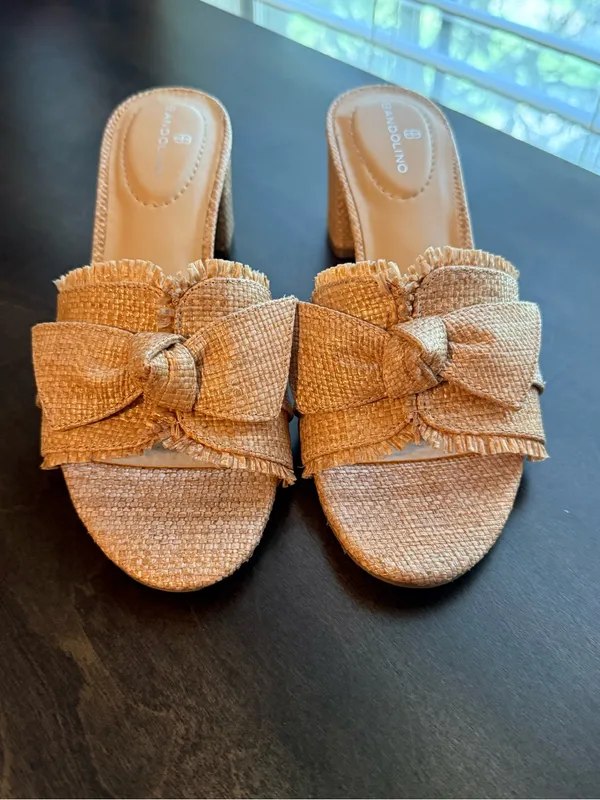 Bandolino Arden Mule Natural Woven Bow Block 2” Heel Open Toe Mule Summer Sanda - Image 7