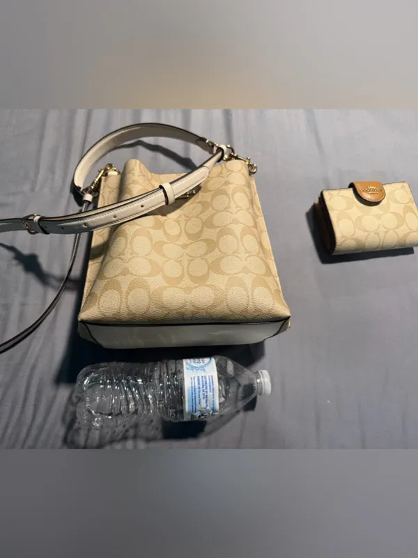 Coach Beige Signature Canvas Crossbody with Cream Trim - Image 2