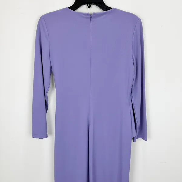 Lauren Ralph Lauren Jersey 3/4 Sleeve Dress Draped Knee Length Purple US 6 NWT - Image 11