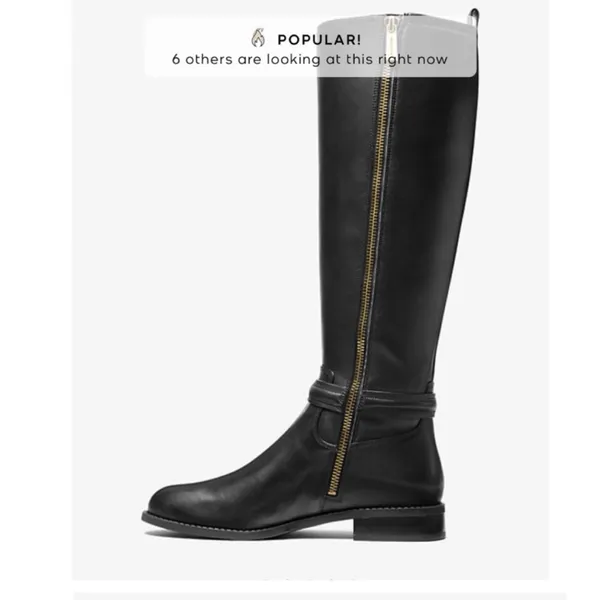 Michael Michael Kors Mindy Flat Leather Black Boots 7.5‎ $375 - Image 2