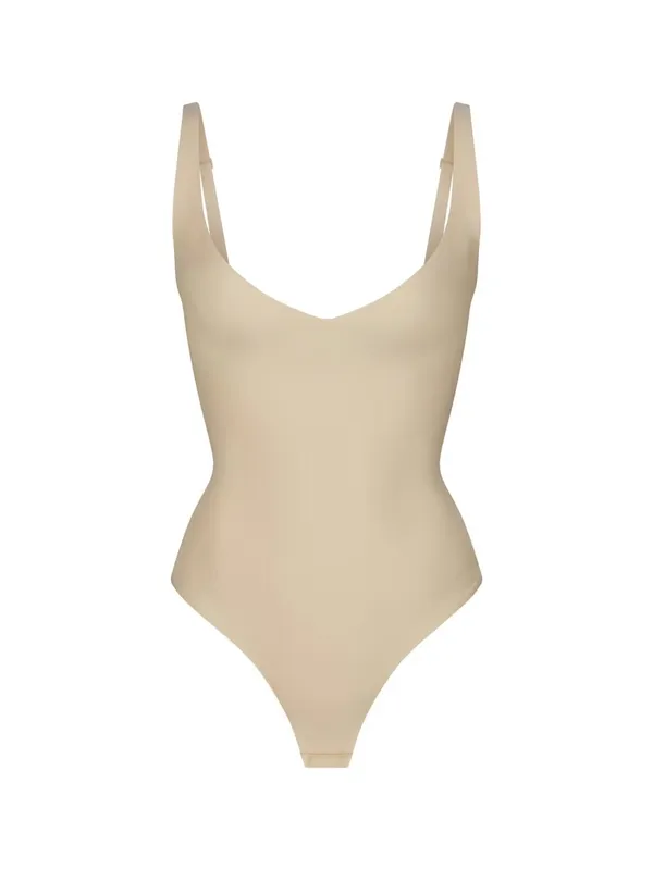SKIMS NWT Body Core Sculpt Plunge Thong Bodysuit Shapewear Sand Tan Beige Nude - Image 7