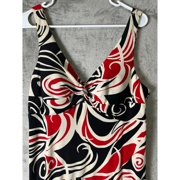 Vintage Y2k Abstract Swirl Midi Dress Retro Mod Y2K Statement Cocktail Medium - Image 2