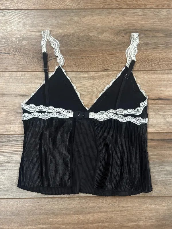 FOREVER 21 Romantic Lace Trim Pleated Cami Tank Top | Women’s Size Medium - Image 3