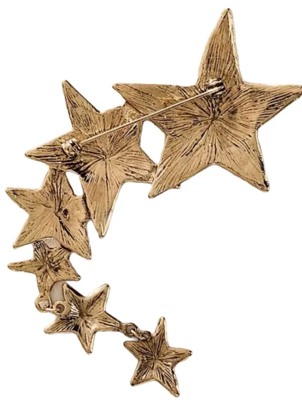 Free People Shooting Stars Brooch Gold Tone New On Card - Image 2