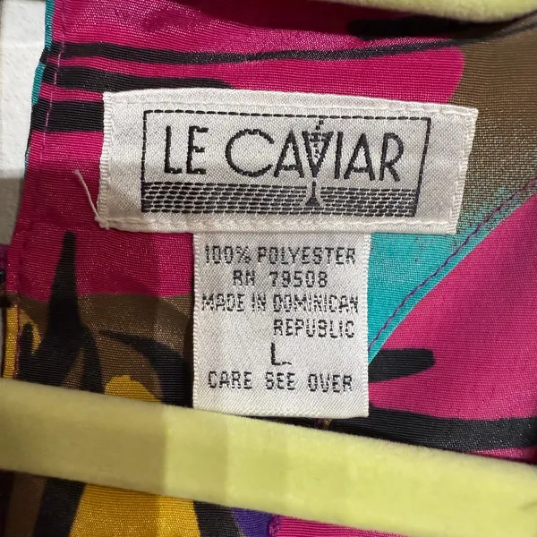 Le Caviar Blue Floral Vintage Blouse Sz L - Image 5