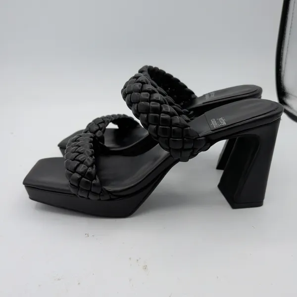 Jeffrey Campbell Amaryllis Black Braided Square Toe Block Heel Sandals Size 8.5‎ - Image 2