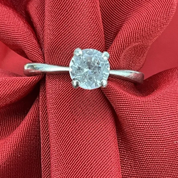AVON 925 Sterling Silver Vintage Real White Topaz Gem‎ Engagement Ring Size 6.75 - Image 2