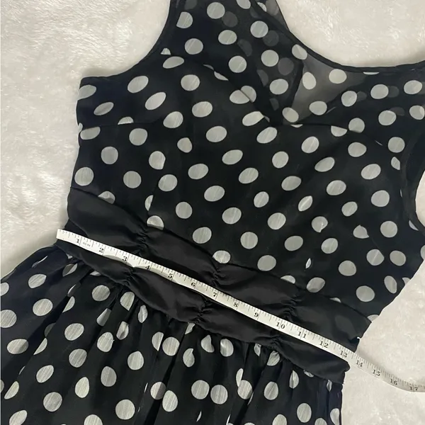 Lindy Bop Vintage Style Polka Dot Illusion Mesh Midi Swing Dress Black White - Image 9