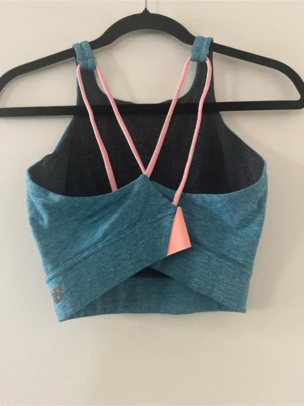 New Balance Blue Sports Bra Large Racerback High Impact Gym Workout - Image 2