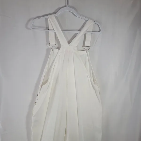 Stoney Clover Lane Target White Linen Blend Overalls with Gold Heart Hardware M - Image 2