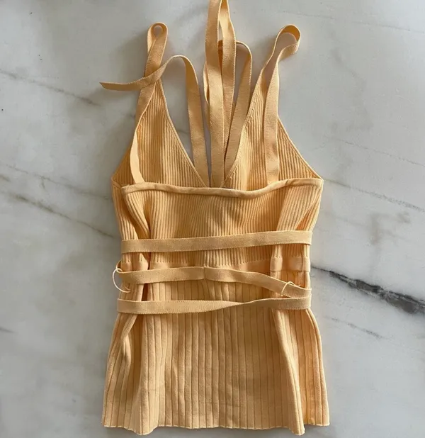 ZARA Strappy Knit Orange Top - Image 6