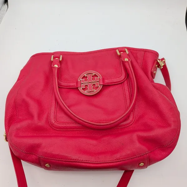 Tory Burch‎ Amanda Hobo Classic Handle Tote Pink Pebbled Leather Crossbody Bag - Image 3