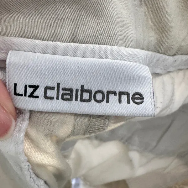 Liz‎ Claiborne Womens Khaki Chino Bermuda Shorts Tan Size 10 Stretch Cotton - Image 3