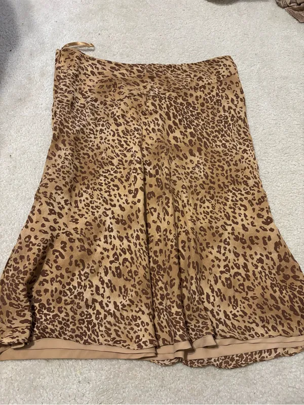 Y2K Valerie Stevens Leopard-Print Silk Skirt - Image 3