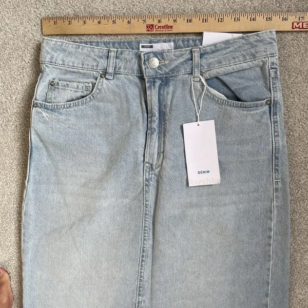 Bershka Denim High-Rise Maxi Skirt 100% Cotton Blue Women's Size EU 38/US 6 - Image 11