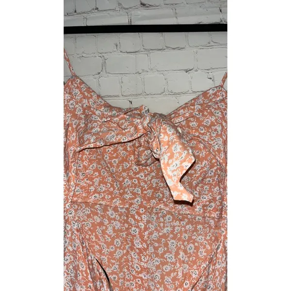 Flynn Skye Pink Floral Maxi Dress Tie Front‎ Button Down Wedding Guest Size L - Image 8