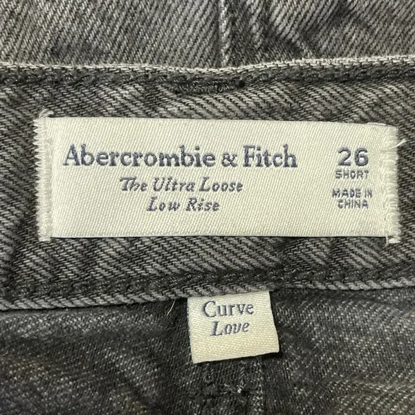 Abercrombie & Fitch Ultra Loose Low Rise Black Baggy Wide Denim Jeans Pants 28 - Image 4
