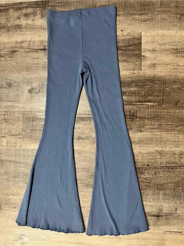 AERIE Kick It Ribbed Super Flare Pants in Blue - Image 4