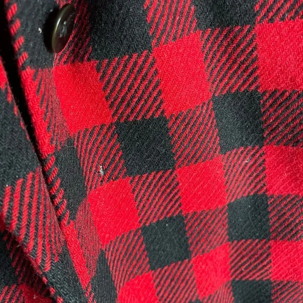 Vintage GAP Christmas Holiday Wool Blend Plaid Buffalo Check Red Black Blazer L‎ - Image 9