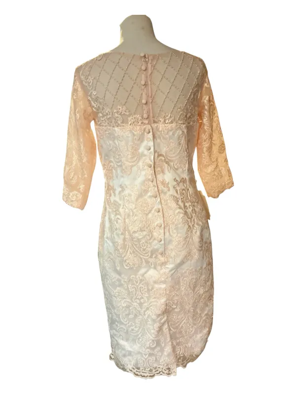NWT TS Couture LanTing Bride Blush Pink Beaded Lace Sheath Dress & Duster Set - Image 2