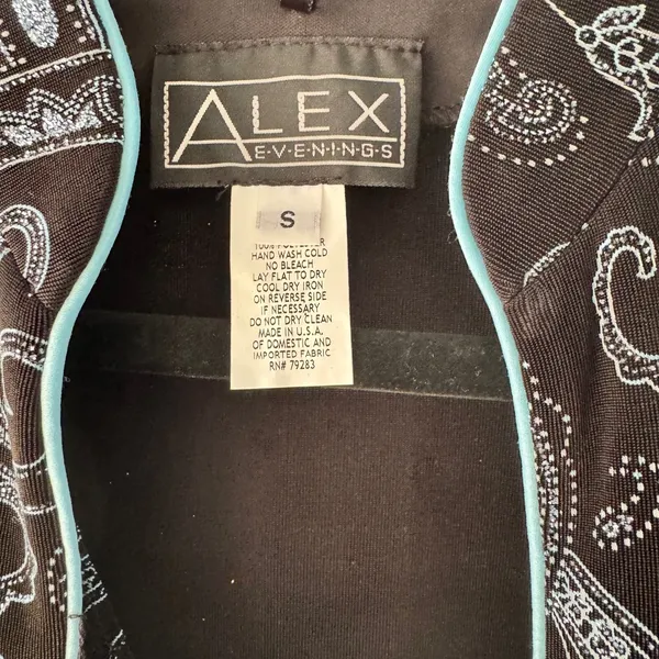 Alex Evenings Womens 2 Piece Twin‎ Set Jacket Tank Paisley Blue Black Small NWT - Image 5