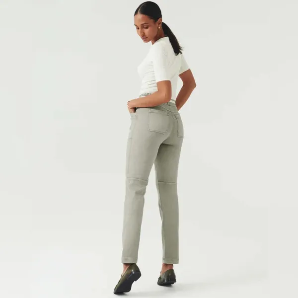 Spanx Stretch Twill Straight Leg Pants Olive Oil Green Pull On Women Size Medium - Image 13