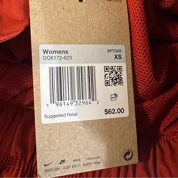 Nike Sportswear Paperbag Shorts Womens XS Orange High Rise Loose Fit NWT - Image 6