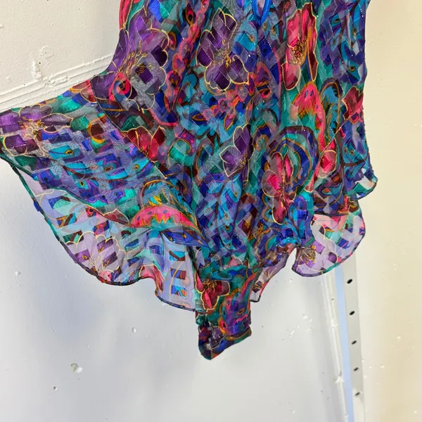 Vintage Victoria's Secret Gold Label‎ Bodysuit Floral Metallic Sheer Blue M 90s - Image 4