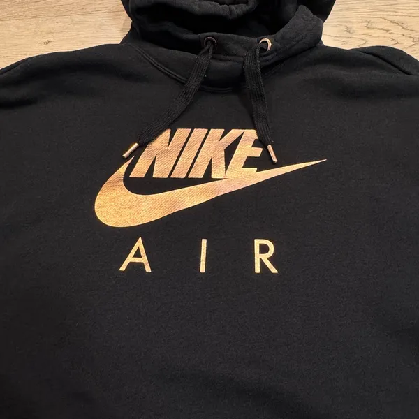 Nike Air Hoodie‎ Black Rose Gold Logo Sweatshirt Pullover Womens Size Large L - Image 3